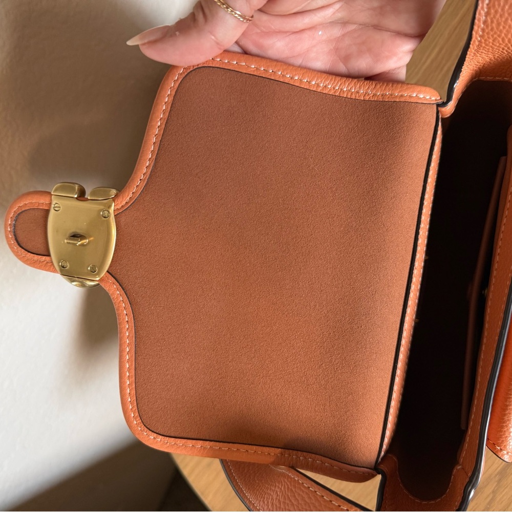 Coach Tabby Pebbled Leather Messenger 19 Faded Orange Crossbody Bag - Picture 7 of 16
